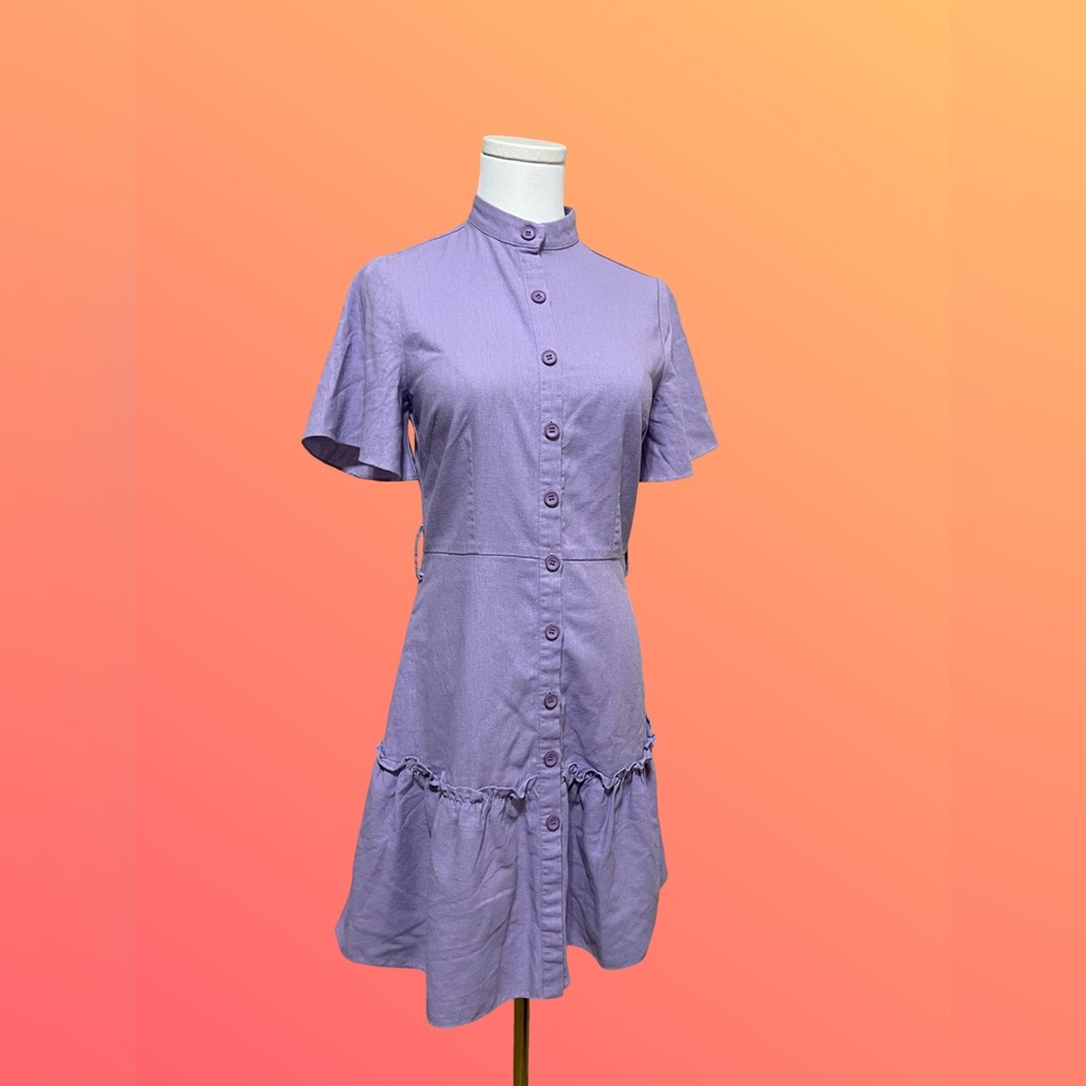 Rebdolls Lavender Button-Front Mini Dress